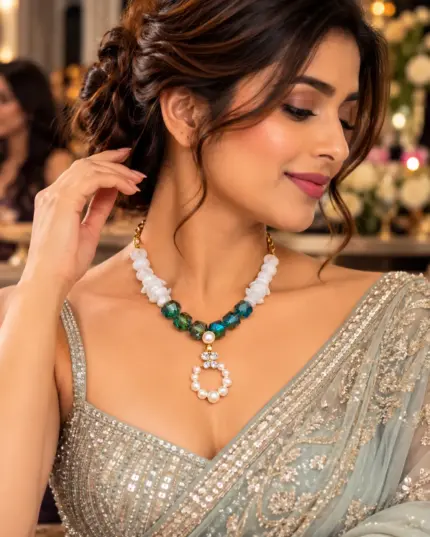 Emerald Pearl Bloom Statement Necklace