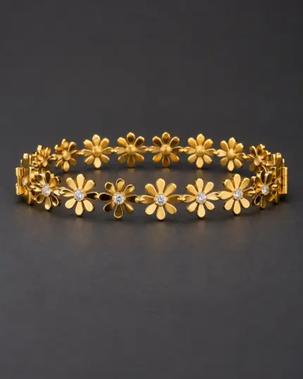 Golden Daisy Crystal Floral Bracelet