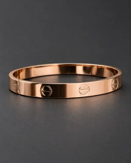 Rose Gold Minimal Screw-Accent Cuff Bracelet