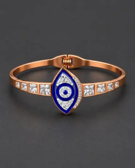 Rose Gold Blue Eye Crystal Cuff Bracelet