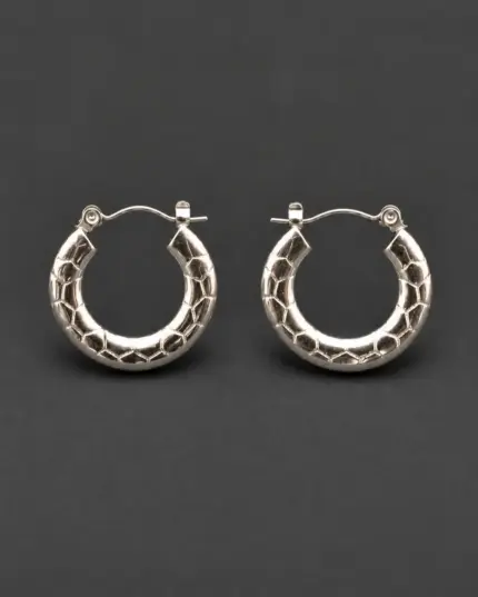 Textured Silver Hoop Earrings