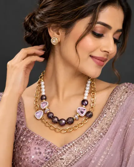 Amethyst Pearl Luxe Statement Necklace